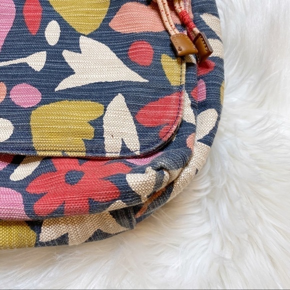 Fossil Blake Canvas Messenger Bag Floral Blue - Picture 7 of 8